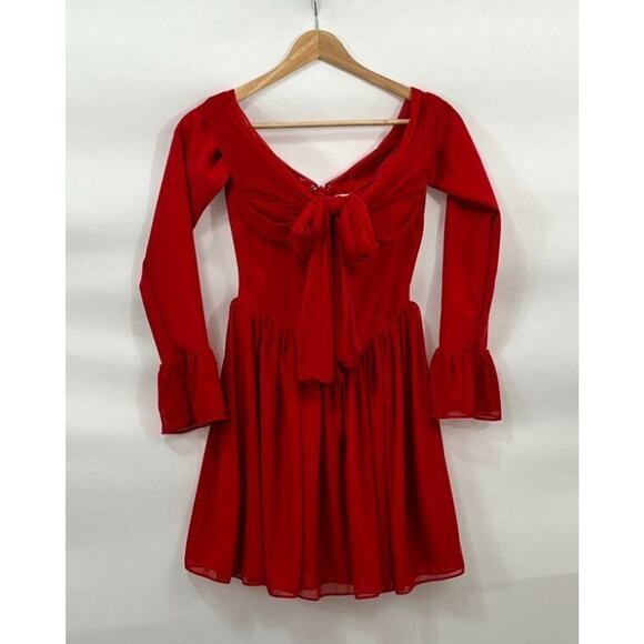 HOUSE OF CB Sz XS Fuller Cup Tall Longer Length Scarlet Red Alana Mini Dress - Picture 2 of 9
